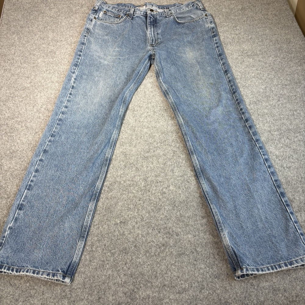 Carhartt Jeans Men's 38X34 (Fits 37X33) Traditional Fit Work Denim Blue Workwear